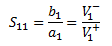 s-parameter scattering matrix solution for S11 return loss which equals reflected voltage at port 1 following excitation of port 1